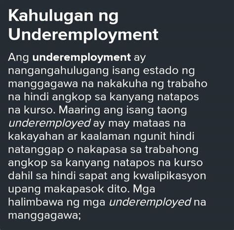 kahulugan ng underemployed